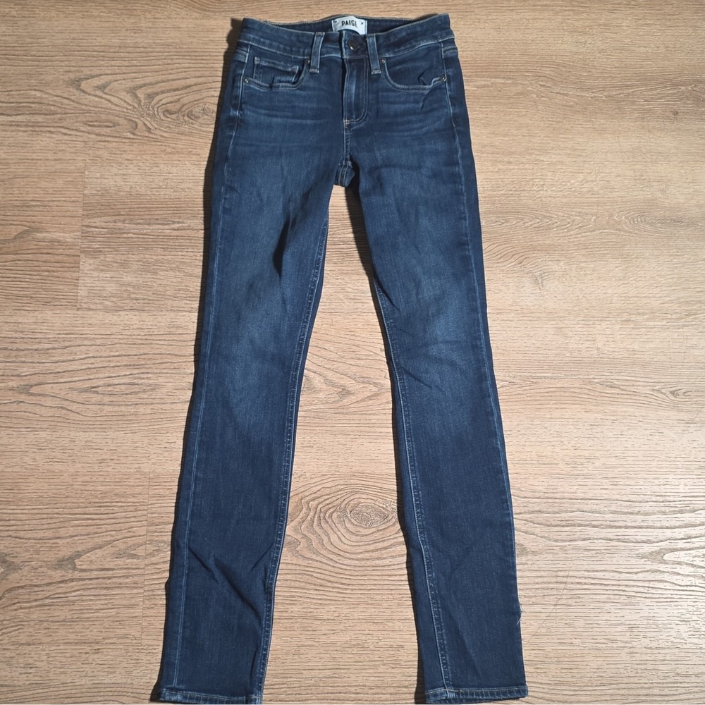 PAIGE Women's Dark Wash Blue Skinny Stretch Denim Jeans Mid-Rise 5-Pocket